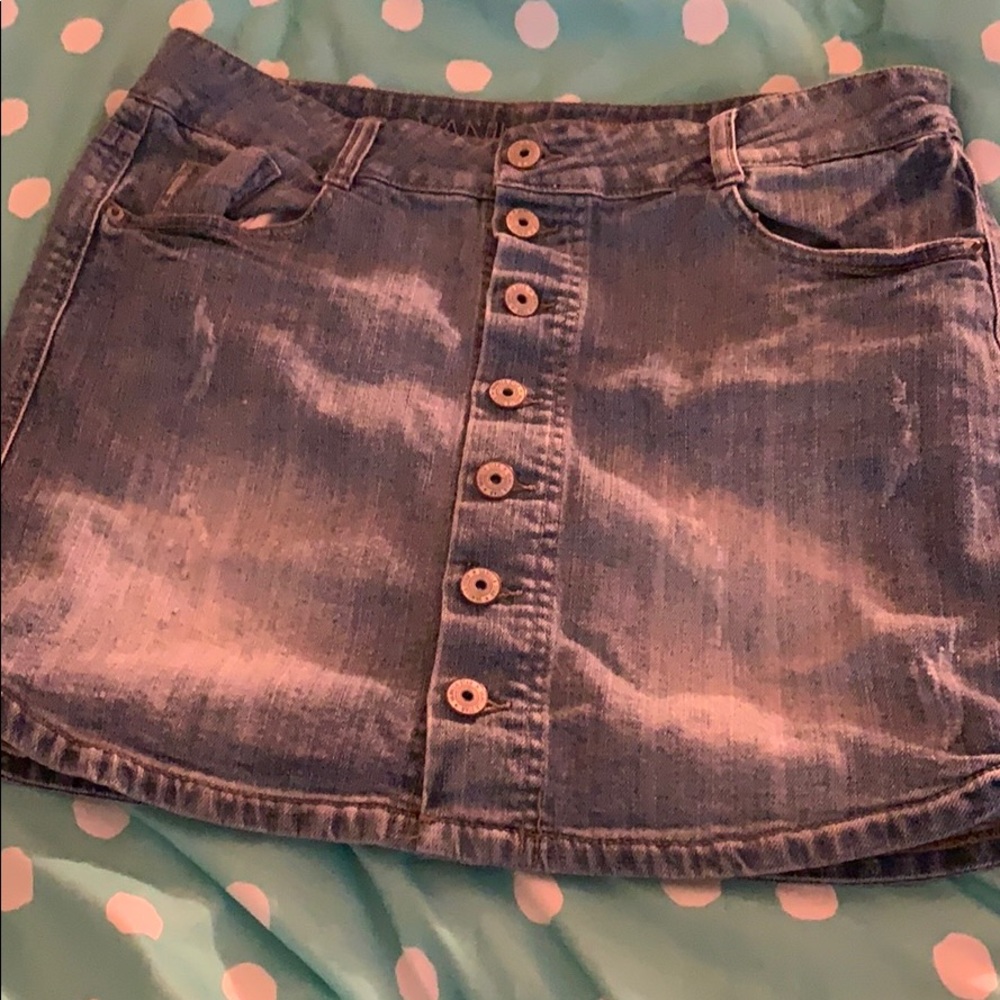 Button down denim skirt